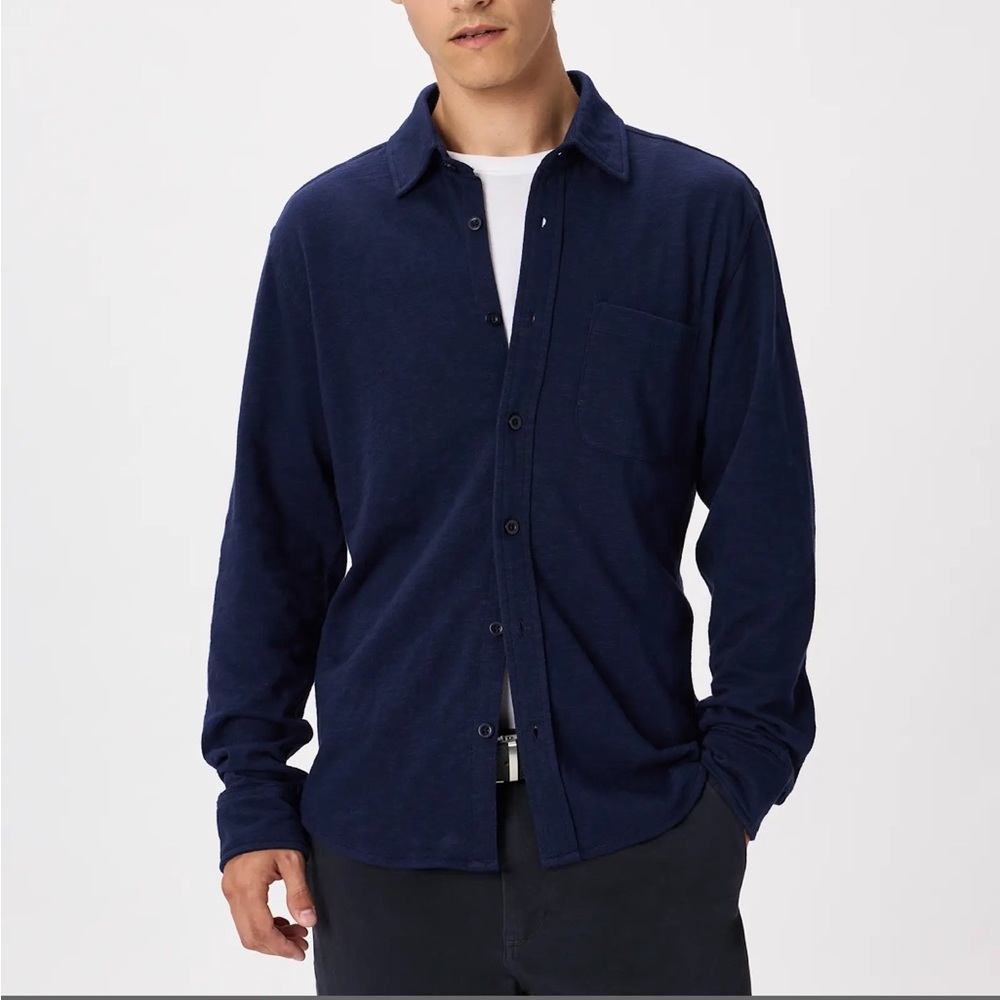 French Connection Navy Blue Corduroy Long Sleeve Button Down Shirt NEW NWT